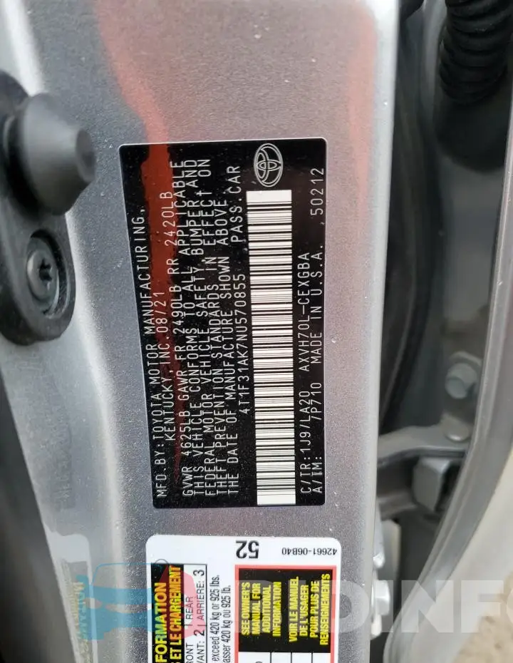 4T1F31AK7NU570855 Photo# 12