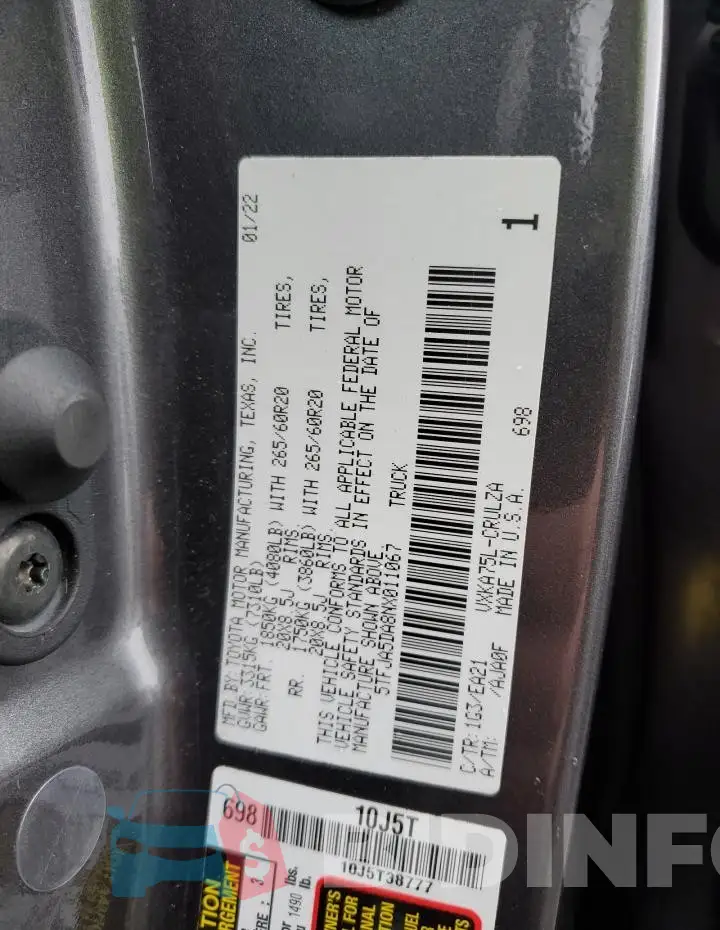 5TFJA5DA8NX011067 Photo# 12