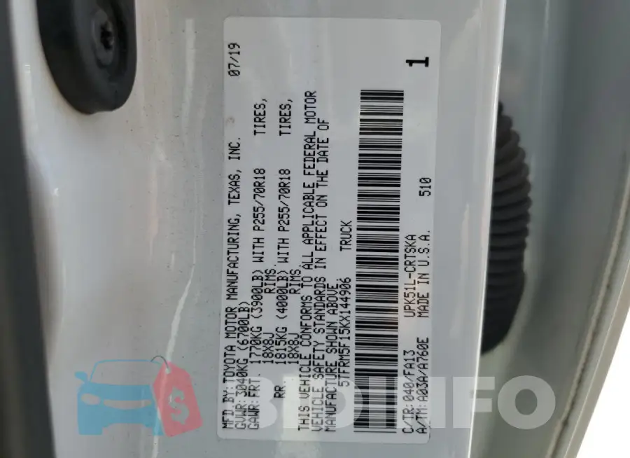 5TFRM5F15KX144906 Photo# 12