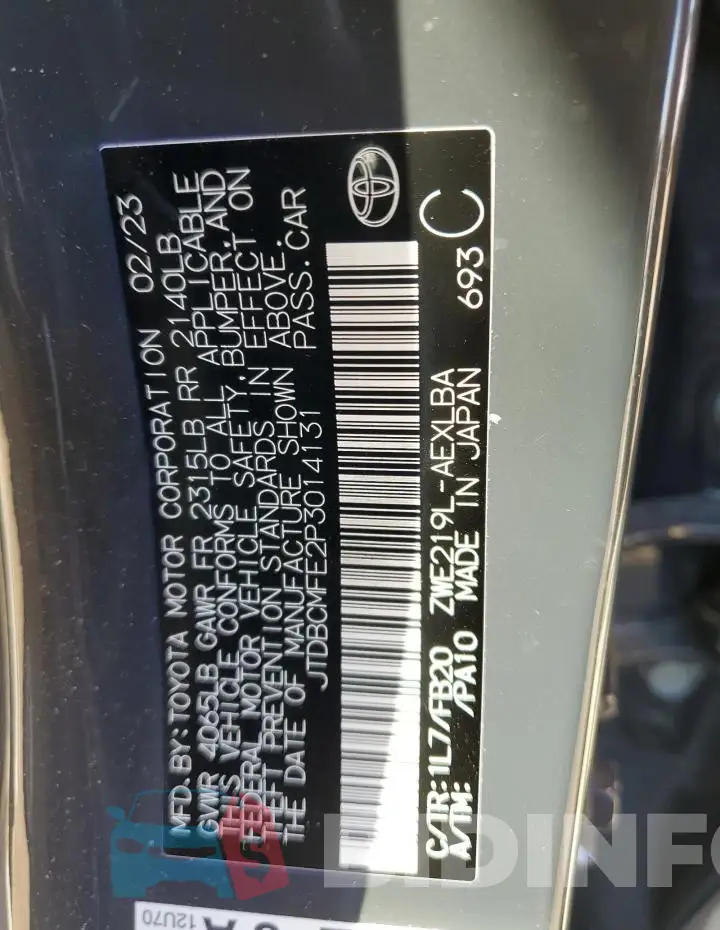JTDBCMFE2P3014131 Photo# 12