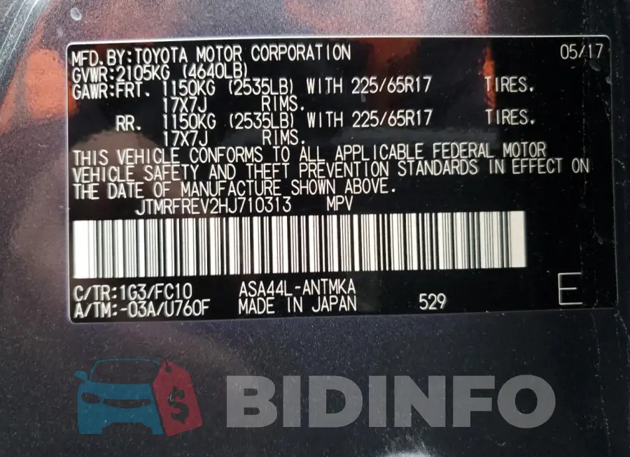 JTMRFREV2HJ710313 Photo# 13