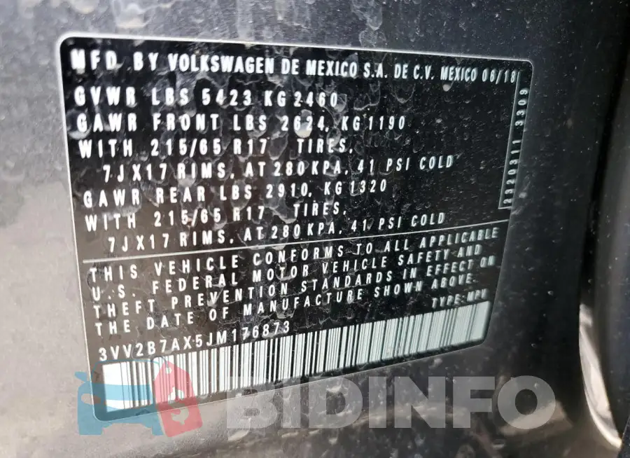 3VV2B7AX5JM176873 Photo# 13