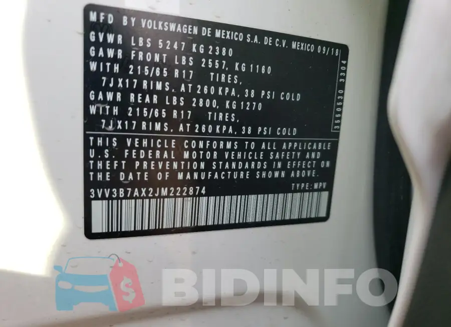 3VV3B7AX2JM222874 Photo# 13