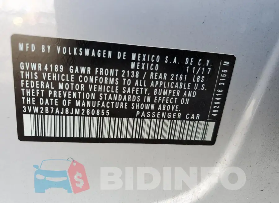 3VW2B7AJ8JM260855 Photo# 12