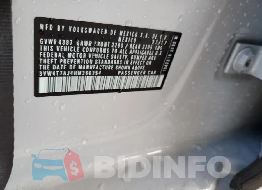 3VW4T7AJ4HM360354 Photo# 12