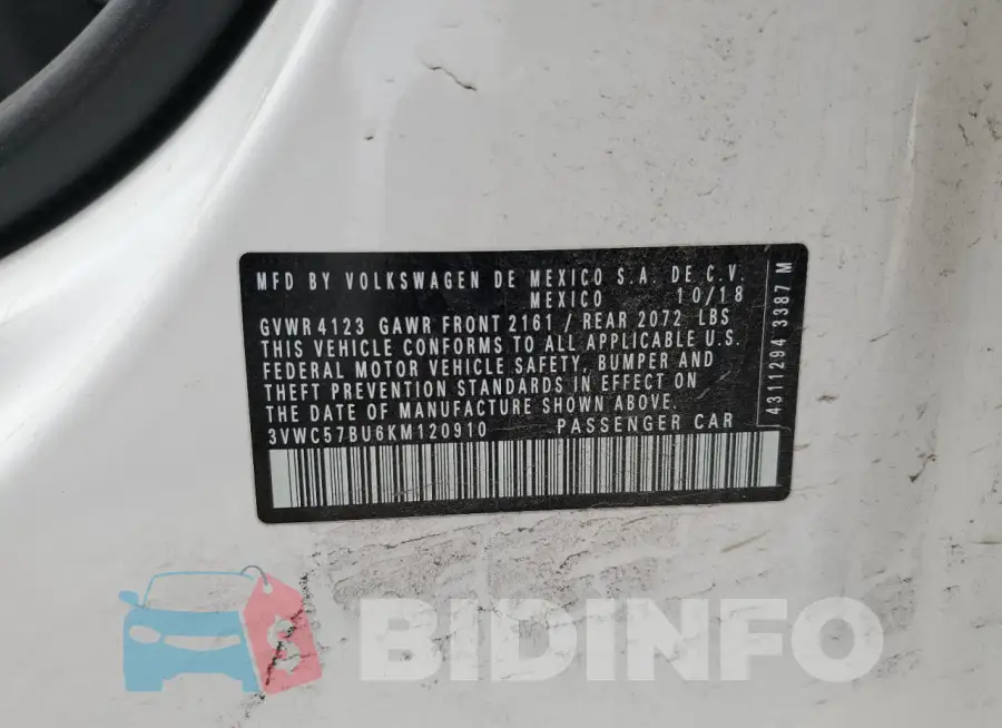3VWC57BU6KM120910 Photo# 12