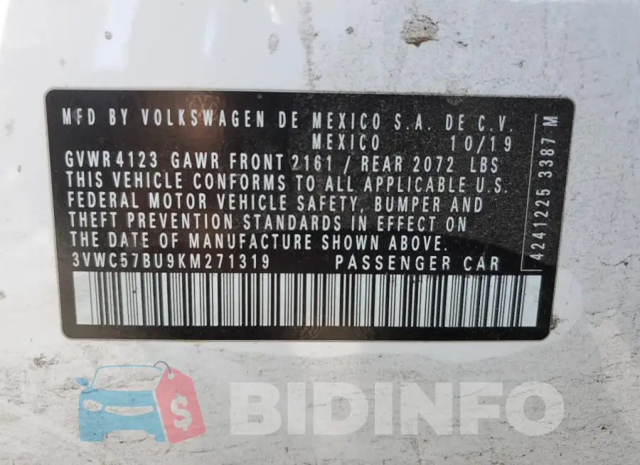 3VWC57BU9KM271319 Photo# 12