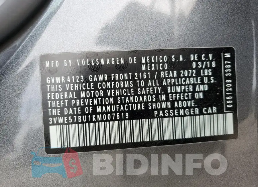 3VWE57BU1KM007519 Photo# 12