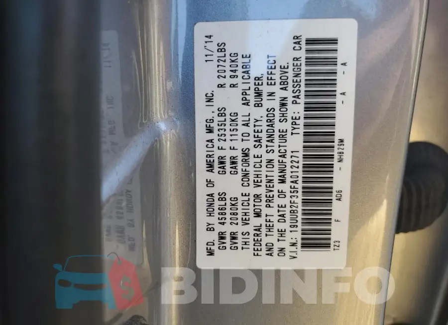 19UUB2F35FA012271 Photo# 12
