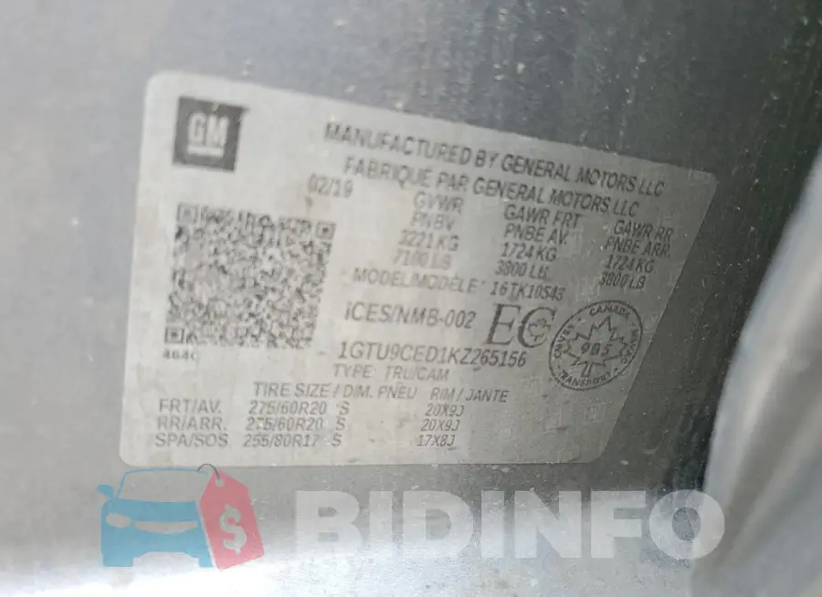 1GTU9CED1KZ265156 Photo# 12
