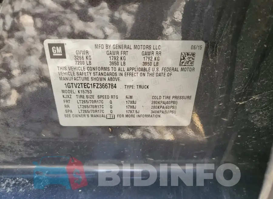 1GTV2TEC1FZ366784 Photo# 12