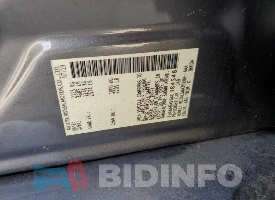 1N4AA6AV6KC384548 Photo# 12