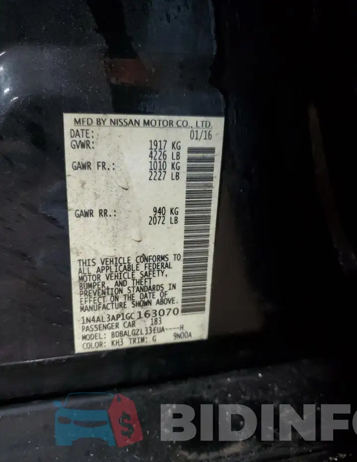 1N4AL3AP1GC163070 Photo# 12