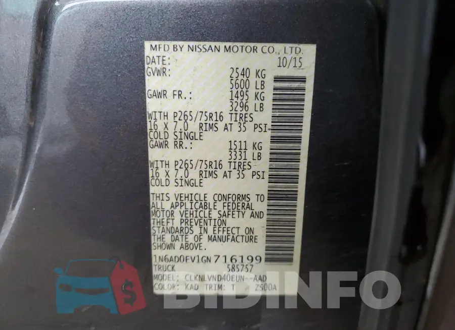 1N6AD0EV1GN716199 Photo# 12