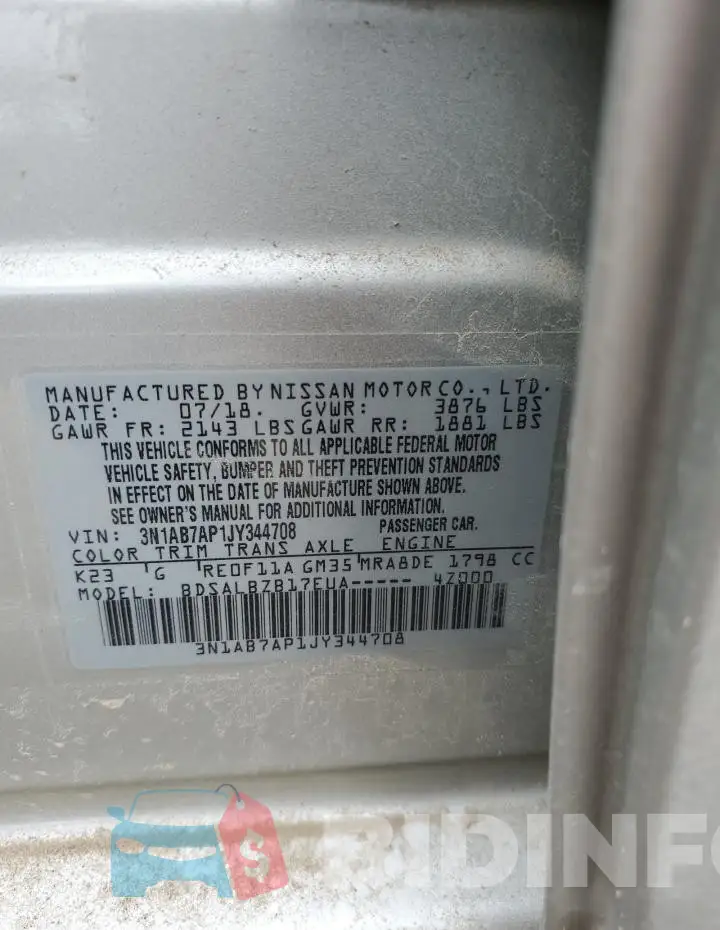 3N1AB7AP1JY344708 Photo# 12