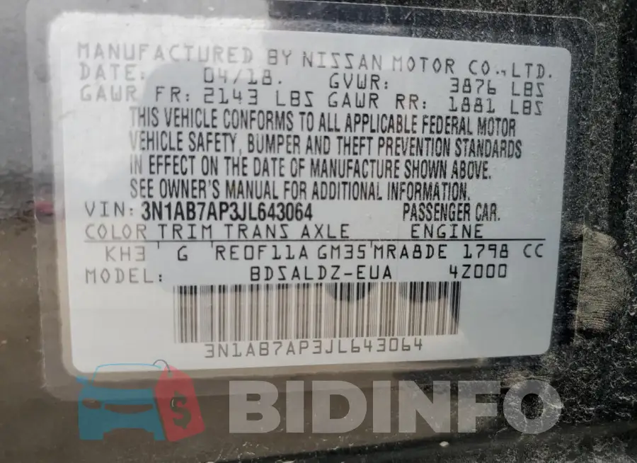 3N1AB7AP3JL643064 Photo# 12