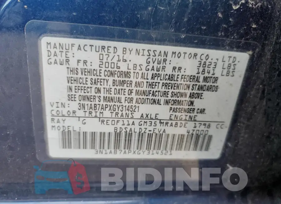 3N1AB7APXGY314521 Photo# 13
