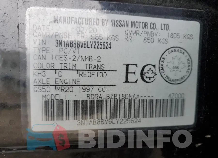 3N1AB8BV6LY225624 Photo# 12