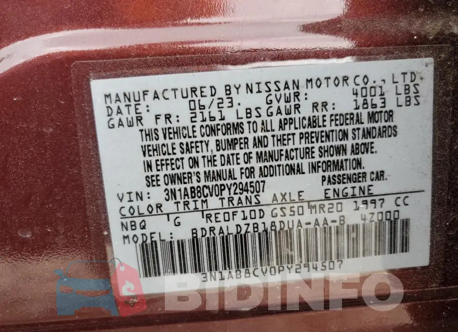3N1AB8CV0PY294507 Photo# 13