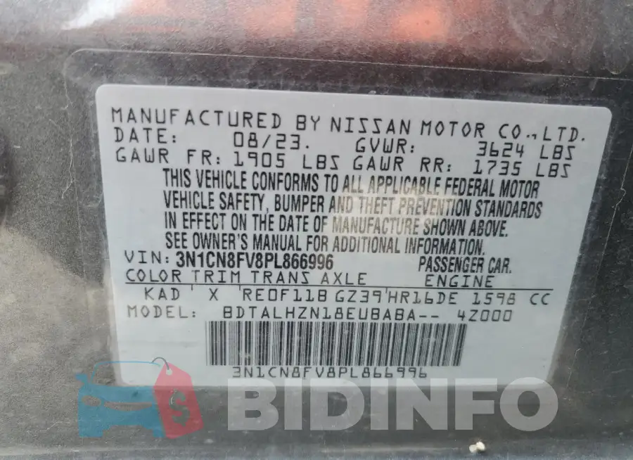 3N1CN8FV8PL866996 Photo# 12