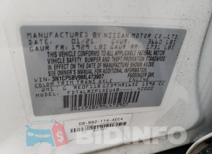 3N1CP5BV9ML473907 Photo# 13