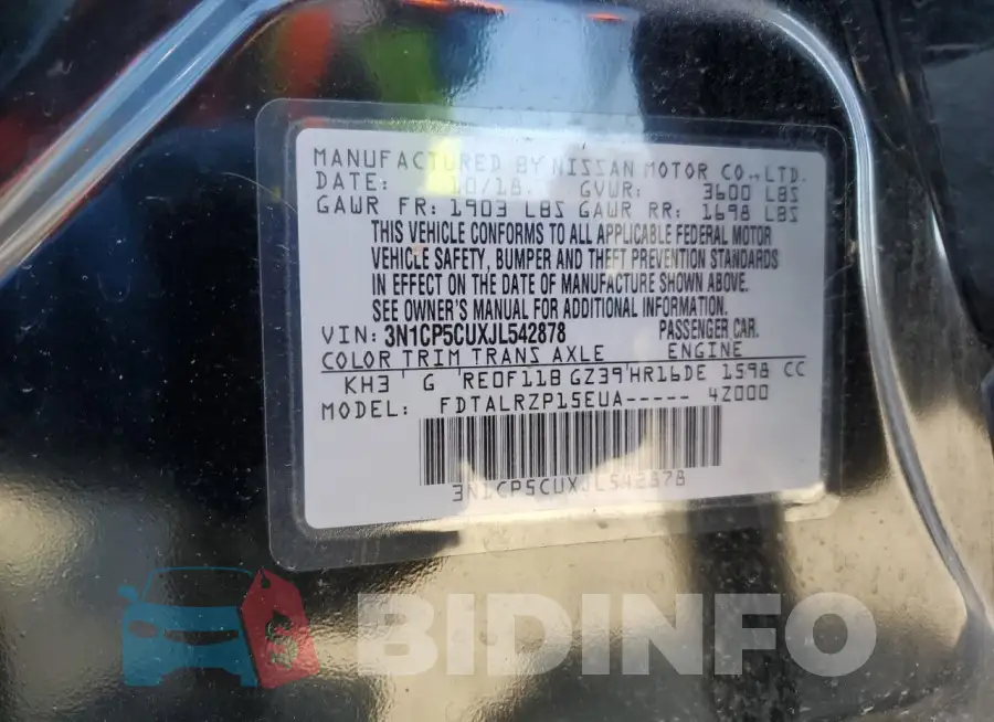 3N1CP5CUXJL542878 Photo# 13