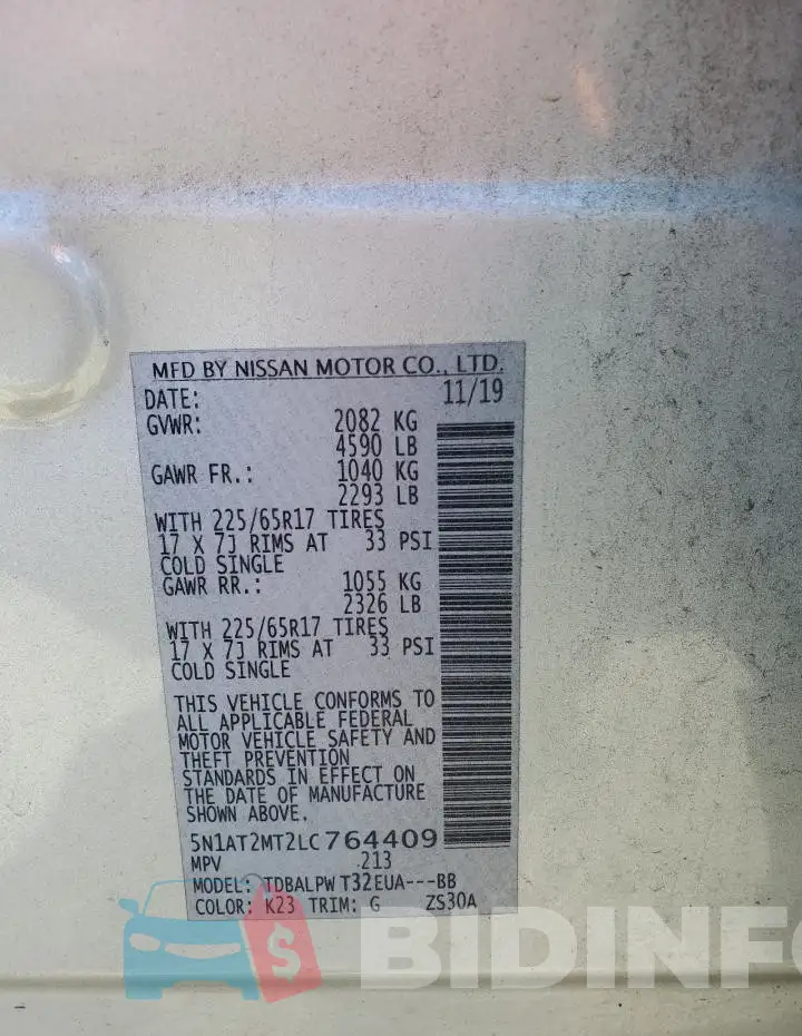 5N1AT2MT2LC764409 Photo# 14