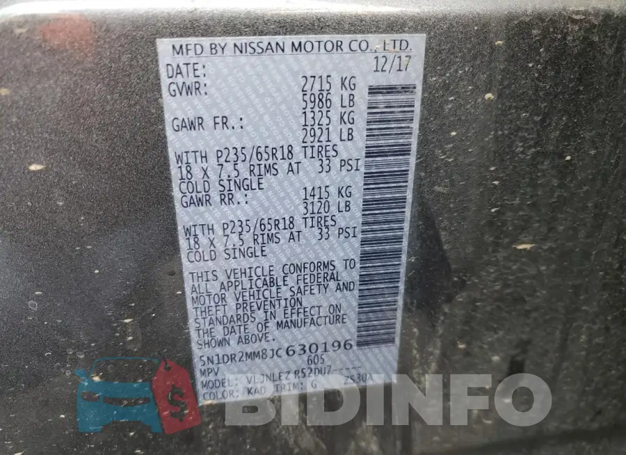 5N1DR2MM8JC630196 Photo# 13