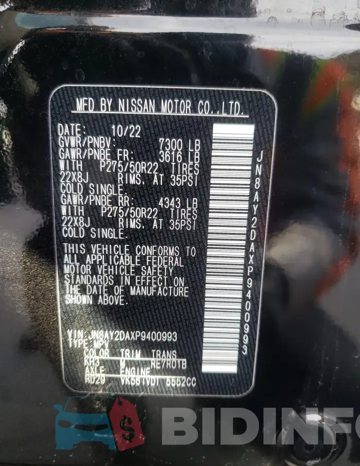 JN8AY2DAXP9400993 Photo# 13