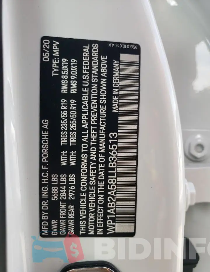 WP1AB2A58LLB36513 Photo# 13