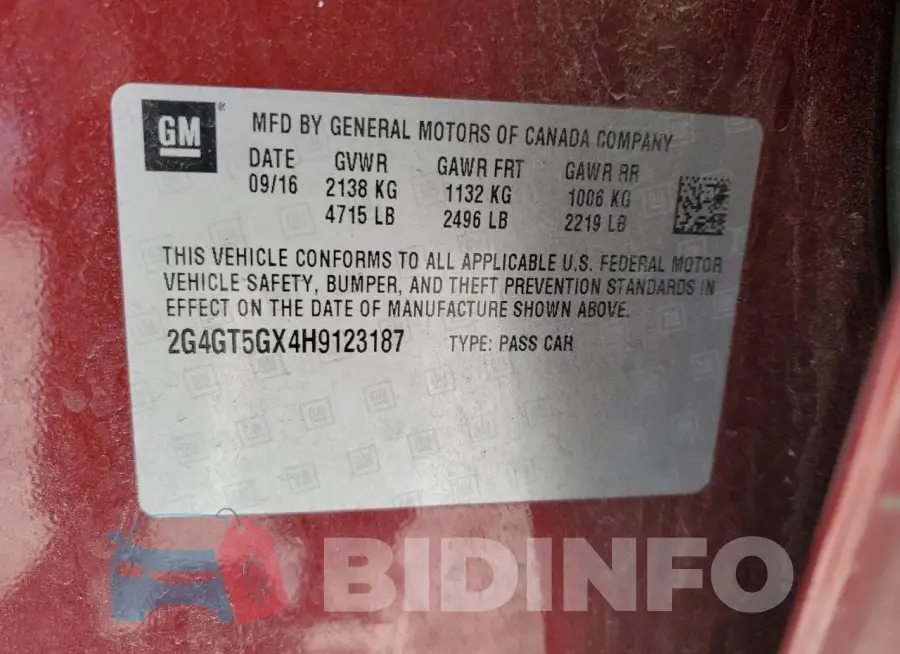 2G4GT5GX4H9123187 Photo# 13