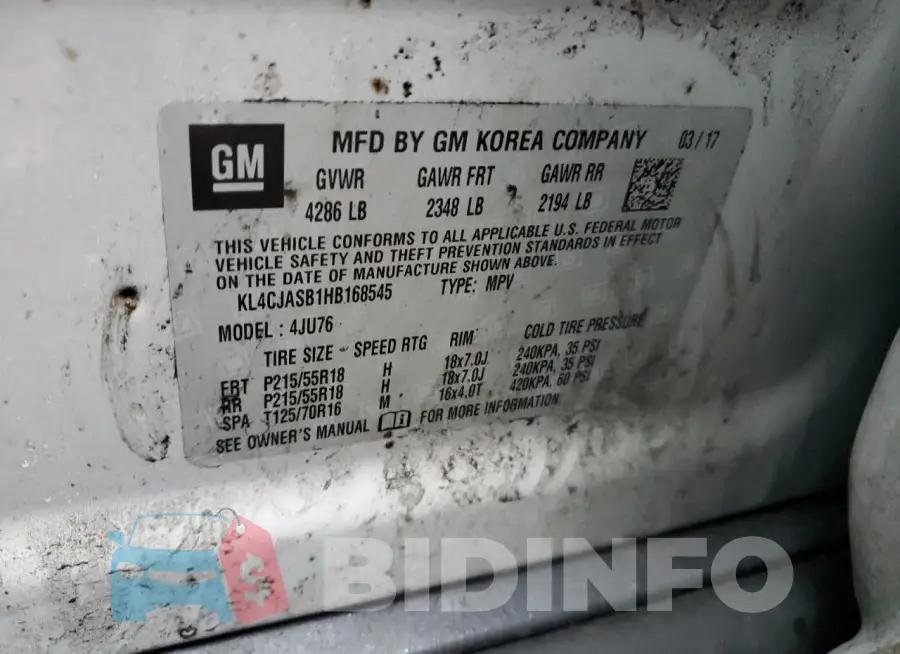 KL4CJASB1HB168545 Photo# 13