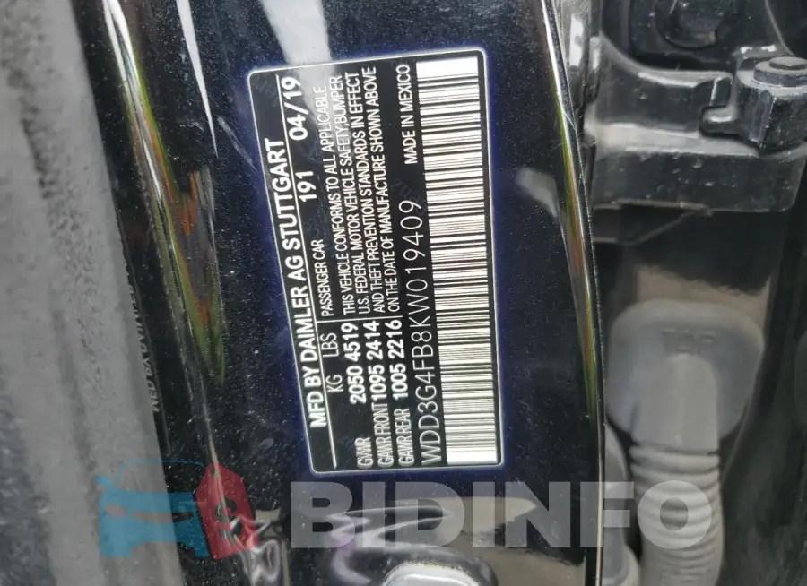 WDD3G4FB8KW019409 Photo# 12