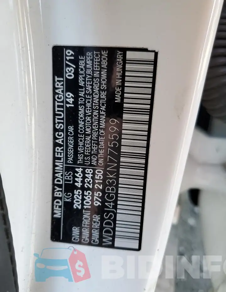 WDDSJ4GB3KN775599 Photo# 13