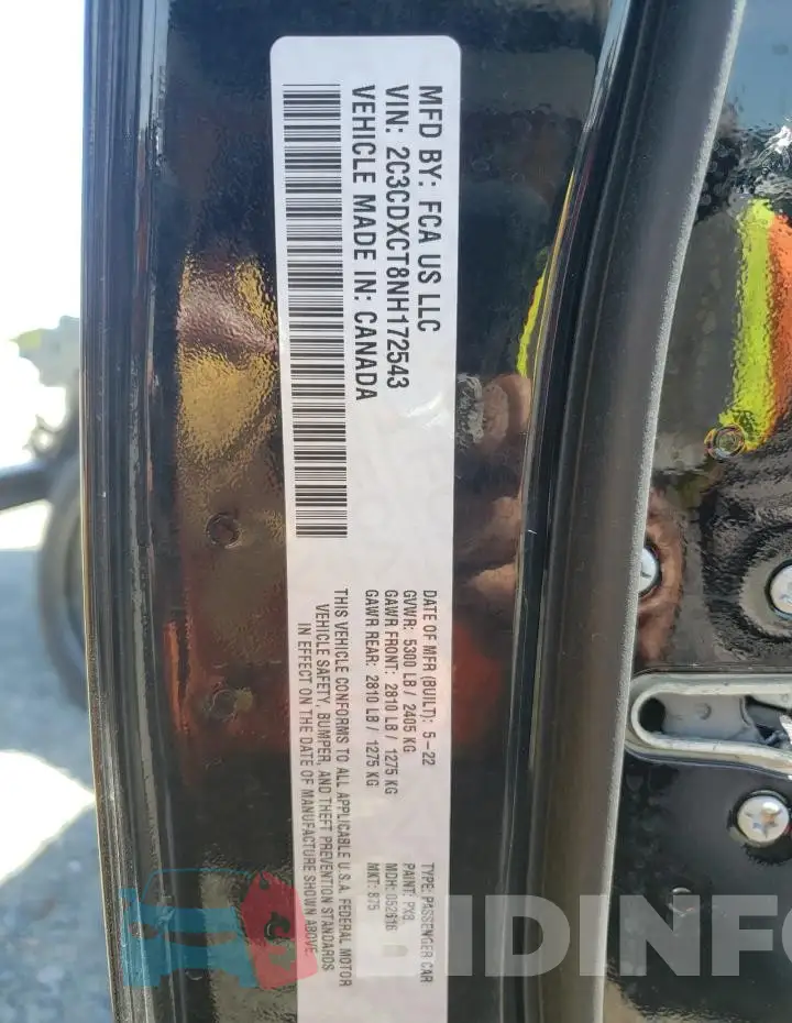 2C3CDXCT8NH172543 Photo# 13