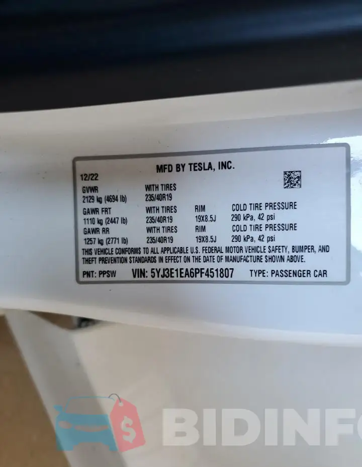 5YJ3E1EA6PF451807 Photo# 8