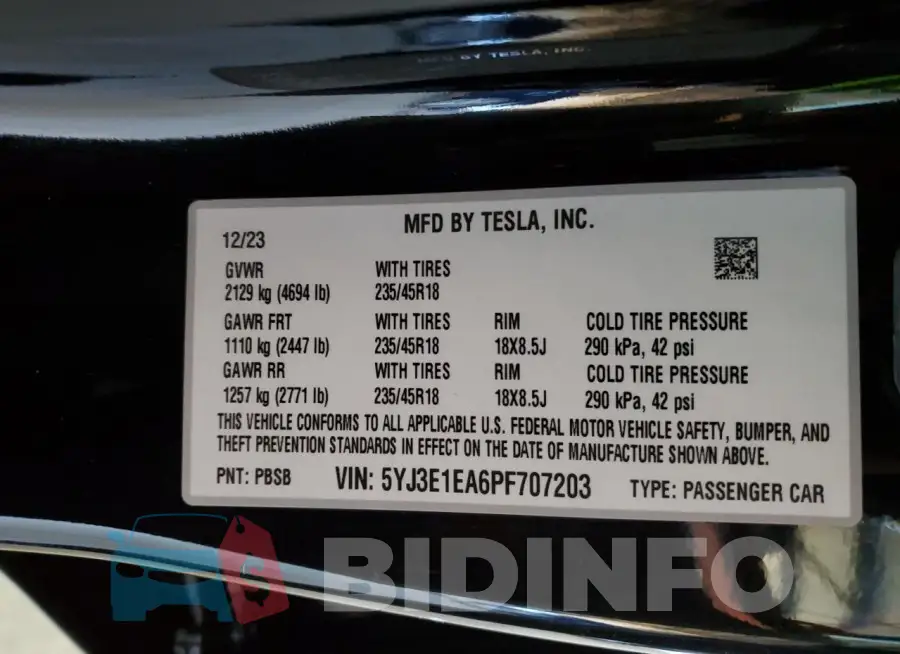 5YJ3E1EA6PF707203 Photo# 12