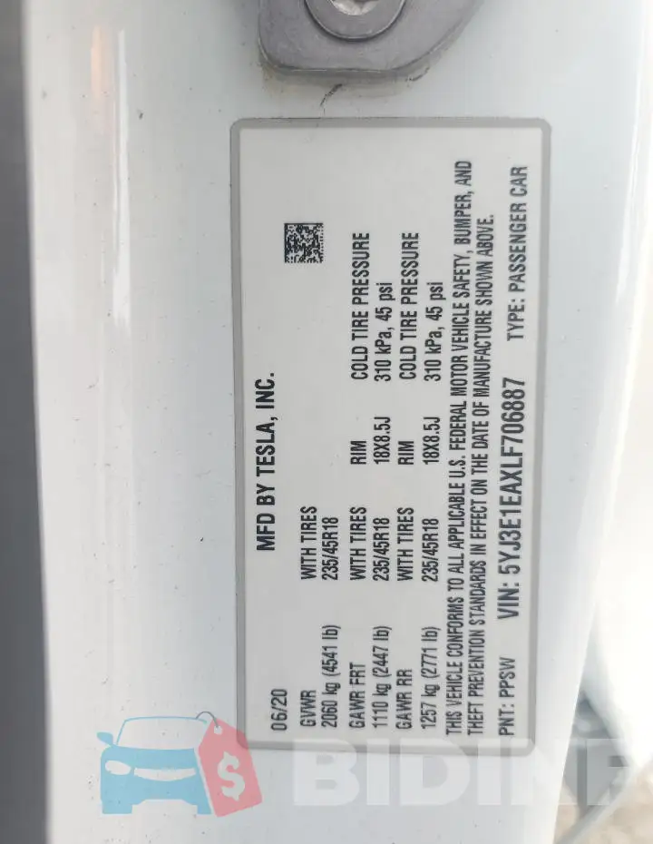 5YJ3E1EAXLF706887 Photo# 12