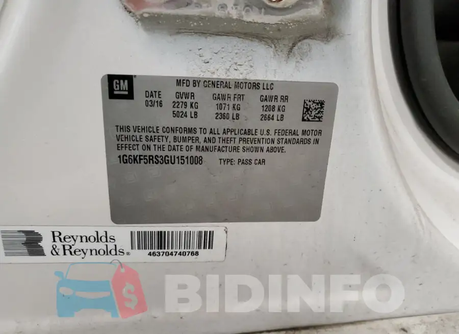 1G6KF5RS3GU151008 Photo# 12