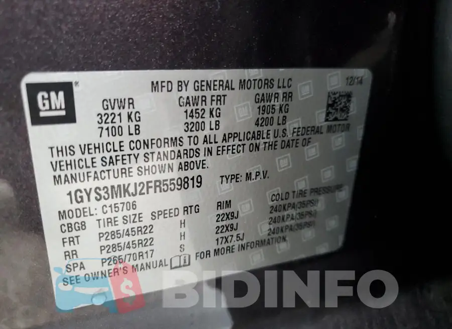 1GYS3MKJ2FR559819 Photo# 14
