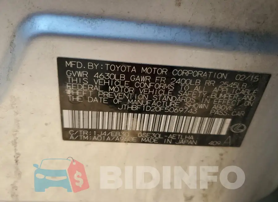 JTHBF1D20F5069743 Photo# 12