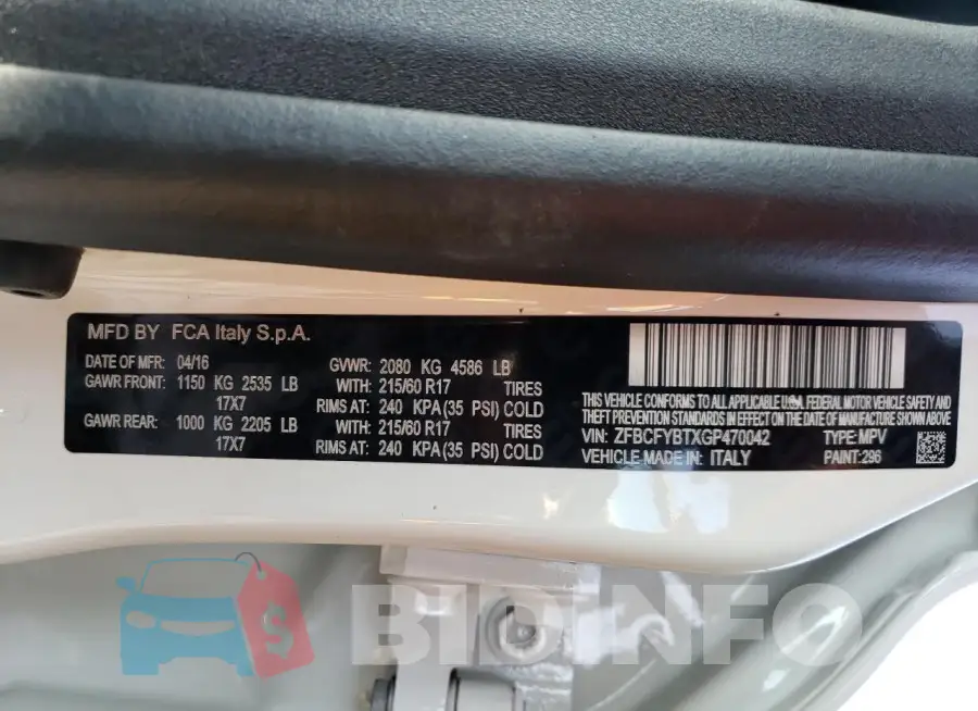 ZFBCFYBTXGP470042 Photo# 12