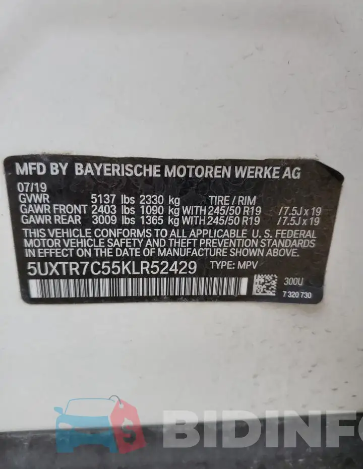 5UXTR7C55KLR52429 Photo# 13