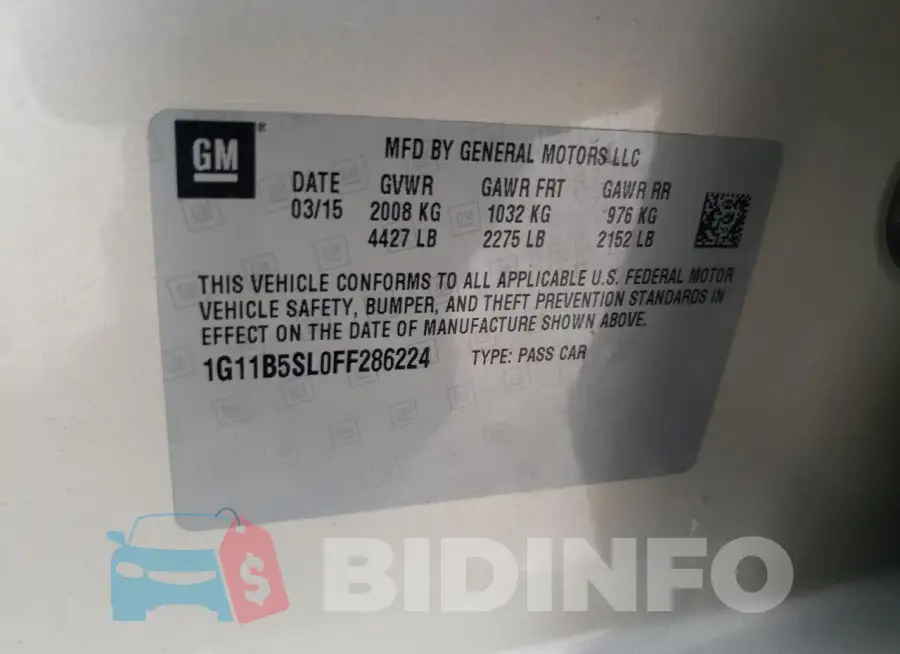 1G11B5SL0FF286224 Photo# 12