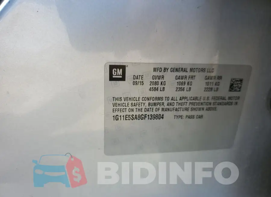 1G11E5SA8GF139804 Photo# 12