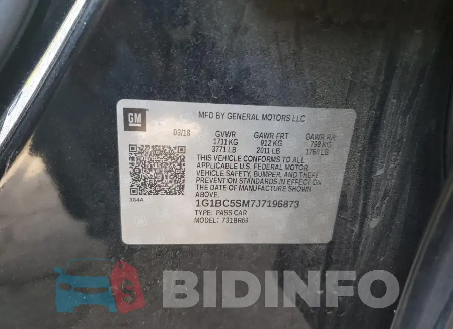 1G1BC5SM7J7196873 Photo# 12