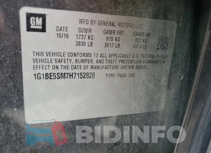 1G1BE5SM7H7152828 Photo# 12