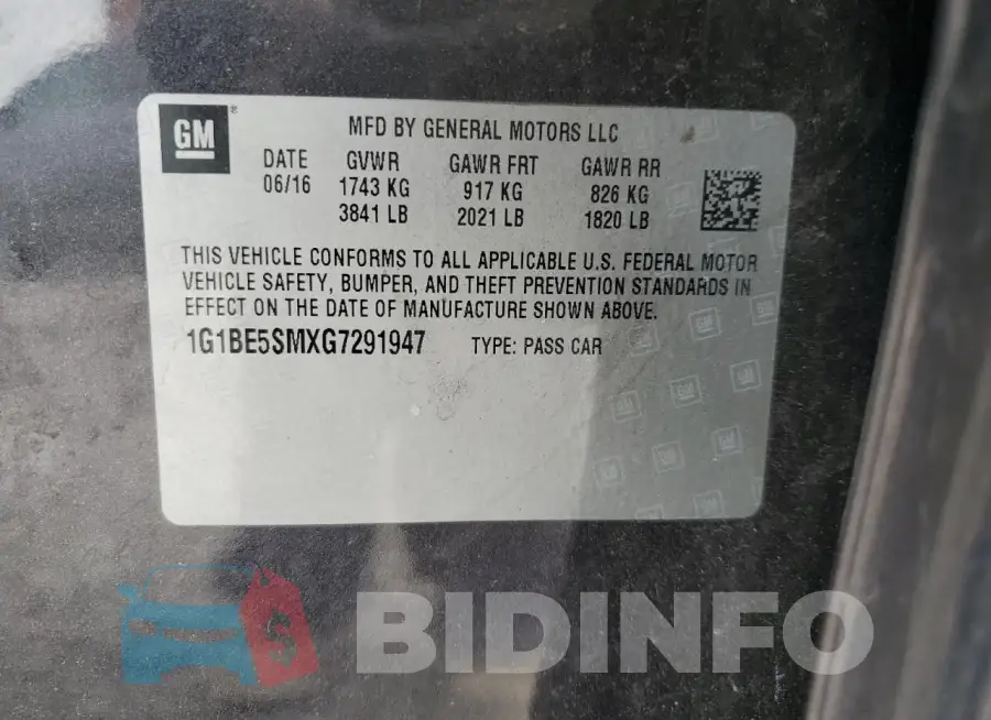 1G1BE5SMXG7291947 Photo# 12