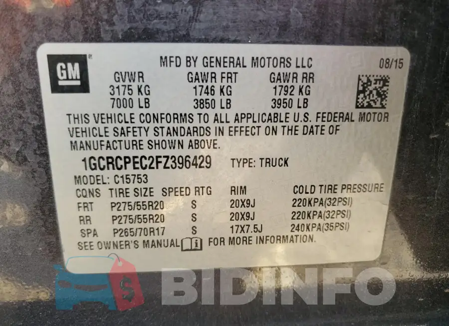 1GCRCPEC2FZ396429 Photo# 12