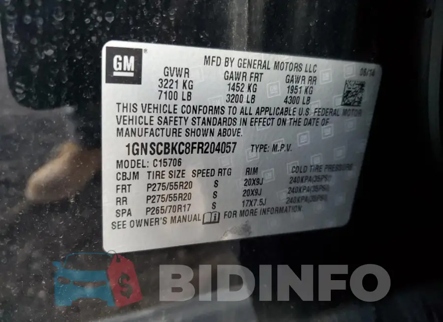 1GNSCBKC8FR204057 Photo# 13